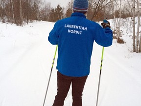 A Laurentian Nordic Ski Club member makes their way along the trail.