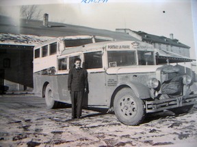 The fabulous double-decker bus, and a younger. (supplied by Les Green)