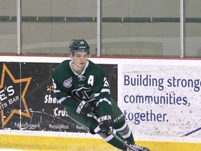 Second-year forward Ty Mueller is off to the University of Nebraska-Omaha this fall after earning MVP status for the Cru this season. Photo courtesy Target Photography