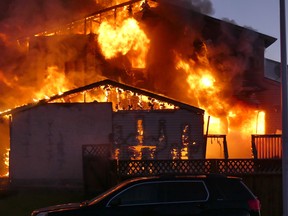 Fire crews responded to calls of a house fire in Devon over the long weekend, May 23. RCMP are investigating the fire as well as reports of shots being fired in the area.
(Supplied by Rick Pearson)