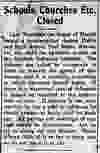 A clipping from the Wiarton Echo, October 23, 1918 advised of the closing of schools and public venues as Spanish Flue swept the nation, killing an estimated 50 million people worldwide. [The Canadian Echo, Wiarton]