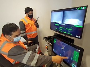 Pucobre miners operate an underground LHD using HARD-LINE’s TeleOp Auto system.