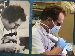 Dr. Lee Hickling in dental school vs. now. SUBMITTED