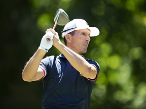 Mike Weir tees off on the fifth hole during the Regions Tradition at Greystone Country Club on May 6, 2021, in Birmingham, Alabama. (Photo by Wesley Hitt/Getty Images)