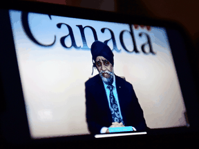 Defence Minister Harjit Sajjan announces a review into military sex misconduct during a livestream during a virtual news conference, in Ottawa, Thursday, April 29, 2021. PHOTO BY SEAN KILPATRICK/THE CANADIAN PRESS