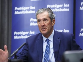 Premier Brian Pallister announces that his government is launching a new Manitoba Pandemic Sick Leave program that will provide direct financial assistance to help fill gaps between federal programming and current provincial employment standards for paid sick leave, during a press conference at the Manitoba Legislative building Friday morning. 210507 - Friday, May 07, 2021. MIKE DEAL/POOL/WINNIPEG FREE PRESS