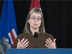 Alberta's chief medical officer of health Dr. Deena Hinshaw provided an update on the government's COVID-19 vaccine plan on March 10, 2021.