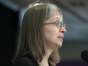 Alberta's chief medical officer of health Dr. Deena Hinshaw. Albertans who have received both doses of COVID-19 vaccines and are close contacts of positive cases do not have to self-isolate if they do not have any symptoms. Hinshaw,  announced the change Thursday, saying it is effective immediately.