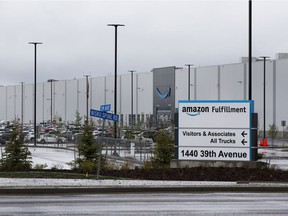 Amazon's Nisku warehouse's two outbreaks, starting in November and April, lasted for more than five months combined. The two outbreaks landed the warehouse on Alberta's outbreak list for more than five-and-a-half months, longer than any other workplace in the Edmonton Zone outside of health-care, corrections and shelters. Taken on Tuesday, May 18, 2021 in Edmonton. Greg Southam-Postmedia