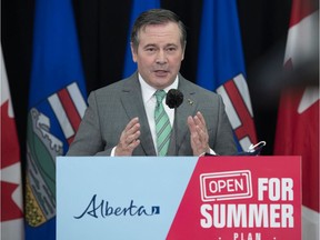 Premier Jason Kenney announces Alberta's reopening plan in Edmonton on Wednesday, May 26, 2021.
