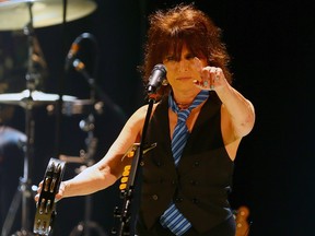 Chrissie Hynde, best known as the lead singer of the rock band "The Pretenders," performs at Massey Hall in Toronto, on Oct. 30, 2014.