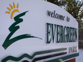 A sign outside of Evergreen Park on Saturday, Oct. 17, 2020. The hard work and commitment of nurses in the Peace Country will be saluted on May 14 when the Grande Sunset Theatre at Evergreen Park screens the movie “Patch Adams.”