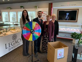 Residents that visit Legacy Jewellers with a donation to the food bank will have the chance to spin to win a prize. Photo supplied.