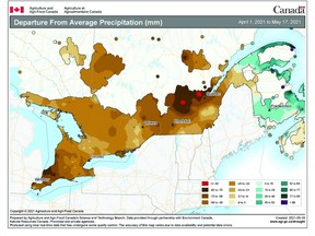 Figure 1. Difference from normal precipitation since April 1