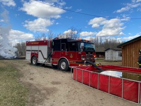 Regional Fire Service firefighters battled a grass fire that destroyed a shop near Range Road 31 and and Township Road 734 Sunday afternoon. The call was one of seven responded to May 2.
