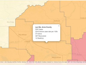 Lac Ste. Anne County reached 37 active COVID cases by Friday.