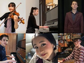 Students from BVMF who have been recommended as provincial nominees to the next level at the Alberta Music Festival. Their results will be available in June. (L-R) Melie Inageda, Iri Takano, Aubrey Baux, Rowan Dial, Mya Yuh and Terry Eggenberger. Photo submitted.