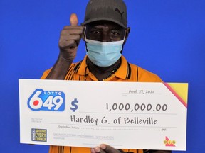 Hardley Guelph of Belleville has that "6/49 feeling" after winning the guaranteed $1 million prize in the April 21 LOTTO 6/49 draw. SUBMITTED PHOTO