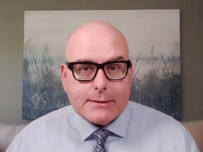 Ontario Liberal leader Steven Del Duca unveils his party's plans for universal child care and more in an online news conference Wednesday. Zoom/The Intelligencer/Postmedia Network