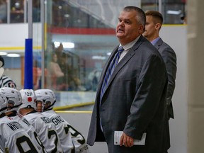 Trenton Golden Hawks head coach Peter Goulet is one of five coaches from coast to coast who have been nominated for the Darcy Haugan/Mark Cross Memorial Award as CJHL Coach of the Year. AMY DEROCHE/OJHL IMAGES

Editorial Use