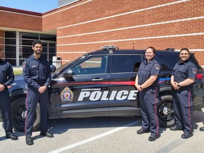 With the pandemic cancelling tradition activities of Police Week, Brantford Police is sharing the faces of its five new recruits on social media to reach out and engage with the community. The newly graduated officers are (from left): Adil Khalqi, Aladin Yusuf, Krissa Staats, Isaac Maich and Robyn Weatherley. SUBMITTED