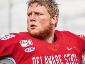 Brantford's Matt Derks, an offensive lineman with Delaware State University, was recently selected by the Ottawa Redblacks in the Canadian Football League draft.