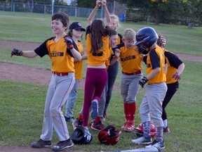 The Dr. Ky Ly Braves celebrate becoming Brockville Little League 2019 minor house league champs at the Legion fields. A modified 2021 house league season is slated to open in July. File photo/The Recorder and Times