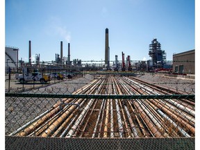 General view of the Imperial Oil refinery, located near Enbridge's Line 5 pipeline, which Michigan Governor Gretchen Whitmer ordered shut down in May 2021, in Sarnia, Ontario, Canada March 20, 2021.