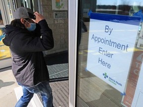 The COVID-19 mass vaccination clinic at the Genesis Centre in northeast Calgary. PHOTO BY GAVIN YOUNG /Postmedia