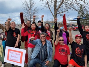 Rose Berland's family honours her memory at Cold Lake's Red Dress Day event on May 5, 2021. PHOTO BY KELLY-ANNE RIESS/POSTMEDIA