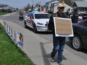 "I just want to stand for my rights," said this man who did not want to be identified on Saturday May 1, 2021 in Cornwall, Ont. Francis Racine/Cornwall Standard-Freeholder/Postmedia Network