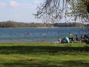 It was a mid-May beach day on Friday, at the Lakeview Waterfront Park, where people were enjoying the warm weather on shore and in the water. Photo on Friday, May 14, 2021, in Lakeview Heights, Ont. Todd Hambleton/Cornwall Standard-Freeholder/Postmedia Network