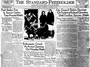 Front page of the Nov. 18, 1936, Standard-Freeholder.