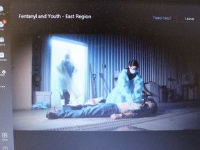 Screen shot of a dramatic video put together by Cornwall-SDG Paramedics on an opioid overdose. Photo on May 27, 2021, in Cornwall, Ont. Todd Hambleton/Cornwall Standard-Freeholder/Postmedia Network