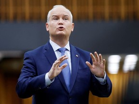 Canada's Conservative Party leader Erin O'Toole speaks during Question Period in the House of Commons on Parliament Hill in Ottawa, Ontario, Canada March 23, 2021.