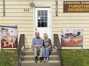 Elaine and John Foris, who owned International Woodworking in Wiarton for 32 years, retired Thursday after handing over the keys of the business to new owners. SUPPLIED