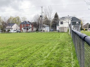 Town Park Field in Gananoque on Saturday. The town and local league were given $100,000 to refurbish the field by the Blue Jays Care Foundation on Friday.