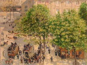 Camille Pissarro's Place du Theatre-Francais, Spring, 1898, oil on canvas.