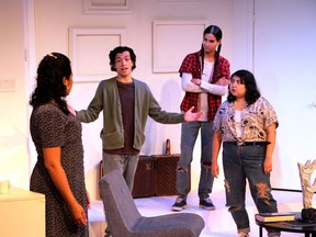 Creative Catalysts is coming to the Thousand Islands Playhouse. It is a partnership between Black Theatre Workshop, Native Earth Performing Arts, and Thousand Islands Playhouse, and is specifically designed to support works created by Black and Indigenous playwrights. The cast of ÒOnly Drunks and Children Tell the TruthÓ in 2017 Ð l-r, Roseanne Supernault (Janice/Grace), Aren Okemaysim (Rodney), Taran Kootenhayoo (Tonto) and Joelle Peters (Barb).  
Lorraine Payette/for Postmedia network