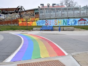 A rainbow crosswalk, which is a symbol of diversity and inclusion, was recently painted on the traffic circle by the beach in Grand Bend.