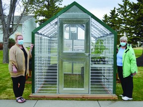 Residents of Cloverleaf Manor in Warburg will get a chance to garden this summer thanks to a donation from the Warburg Legion. Pictured (l-r) Charlene Littman and Deb Mellafont. (Lisa Berg)
