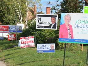 Election signs seen during the 2018 municipal election in North Bay. Nugget File Photo