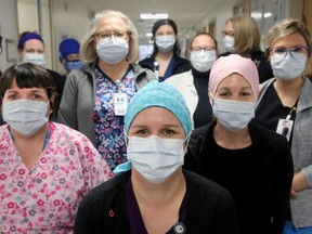 Nurses at Queensway Carleton Hospital in Ottawa, April 28, 2020.