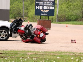 The driver of this motorcycle was seriously injured in a single-vehicle collision on Forced Road around 10:30 a.m. Friday morning (May 21). The driver was airlifted to an Ottawa hospital.