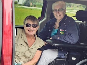 A recent $10,000 donation made by Marilyn Buttery (left) and Lynne Lawrence (right) will help improve trail accessibility at the Strathroy Conservation Area.Strathroy Age Dispatch/Handout