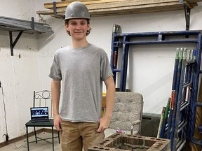 St. Mike's student Owen Akey won gold in the brick masonry competition at the Skills Ontario event earlier this month.