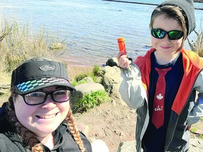 Lana Perry and her son Asher geocaching on Whitefish Island. PHOTO PROVIDED