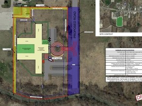 A draft plan for the Sumac Lodge build planned at 1597 London Line. Sarnia city council Monday approved selling the land to Sumac parent company Revera Inc. for $250,000. (City of Sarnia image)