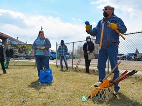 Ed Delong, right, an instructor with the organic master gardener program, an independent program sponsored by the Multicultural Heritage Centre in Stony Plain, demonstrates how to properly use various pruning equipment and accessories during a recent outdoor session. The organic master gardener program runs every year from February to November.