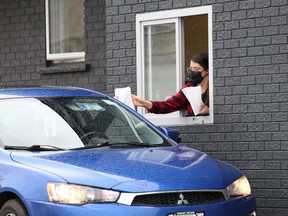 The Salute Coffee Company on the Kingsway in Sudbury, Ont., at the former Deluxe location, is now open. Because of the province-wide lockdown, only the drive-thru is open. John Lappa/Sudbury Star/Postmedia Network